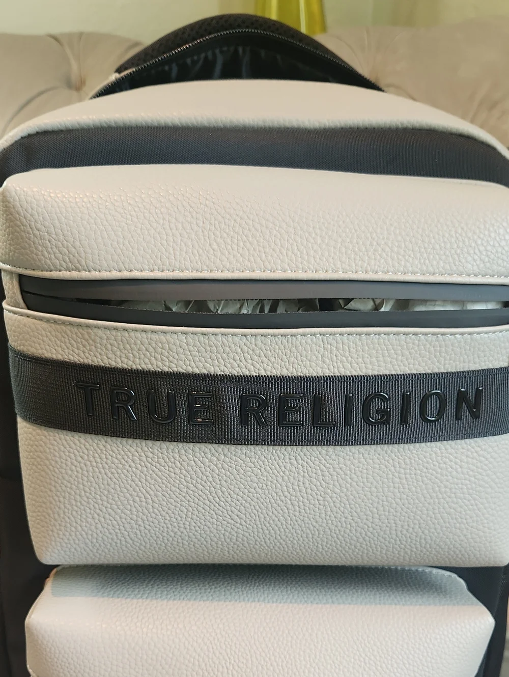 True Religion Gray. and Black Dual-Pocket Backpack